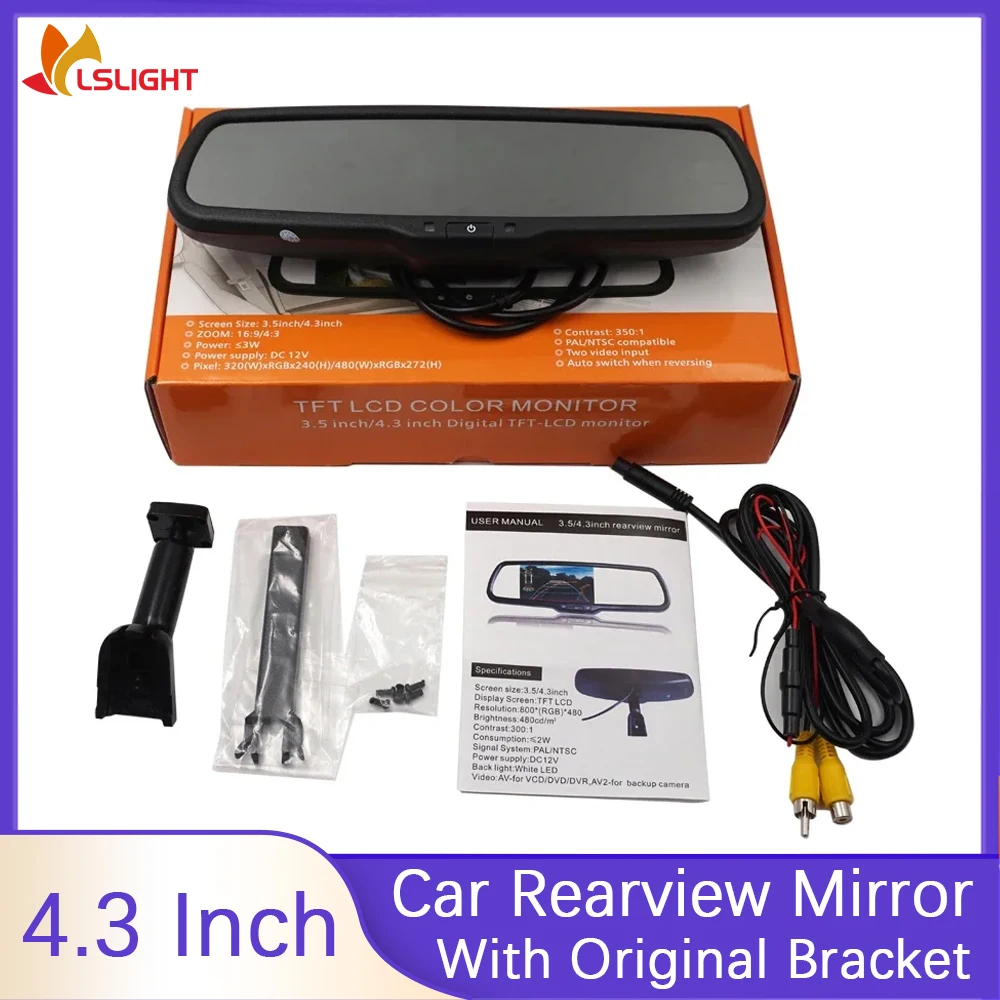 4.3 Inch Vehicle Specific Rearview Mirror Monitor Automatic Dimming and Reversing Camera Display With Original Bracket