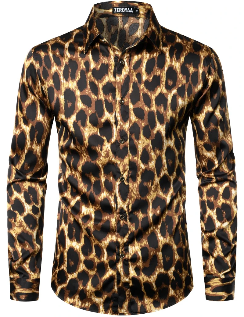 

Luxury 3d Print Leopard Shirts Men Fashion Long Sleeve Shirt Hawaiian Shirts Bachelor Party Men's Clothing Button Up Streetwear