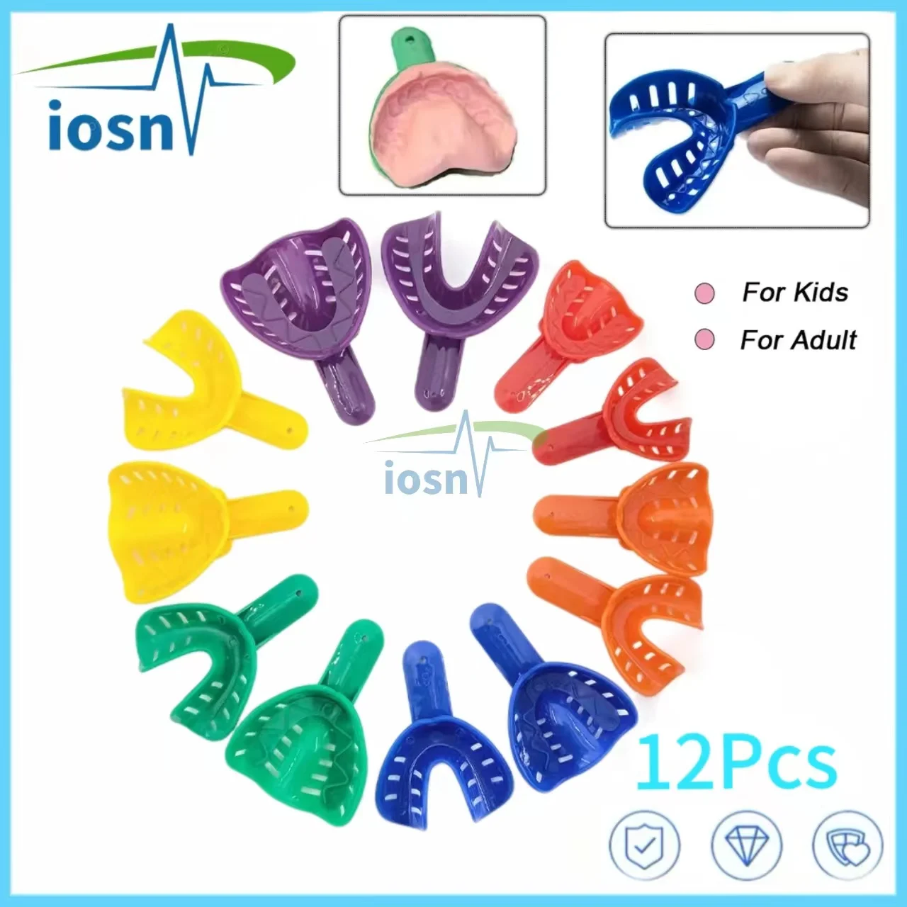 12Pcs Disposable Plastic Dental Impression Trays Colorful Teeth Holder Dentist Materials For Adult And Children Oral Care Tools