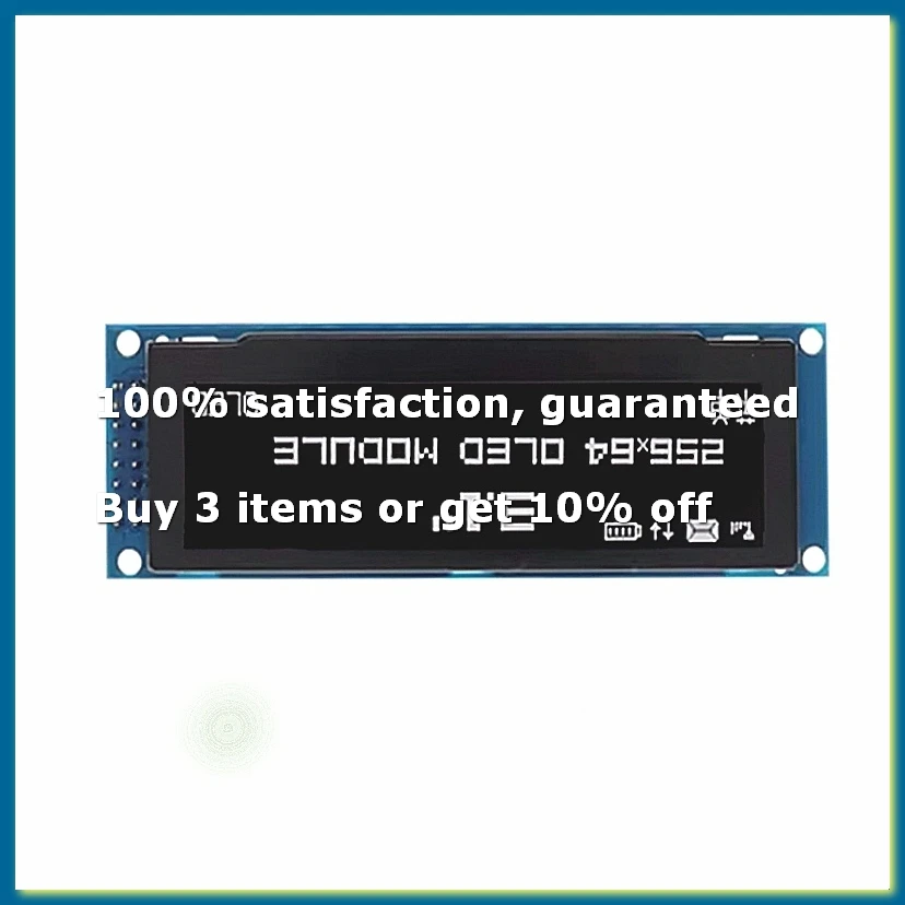 3.12 Inch OLED Display 256x64 SSD1322 Driver Graphic LCD Module Parallel/SPI Soldering Pin for /C51 White-DT30