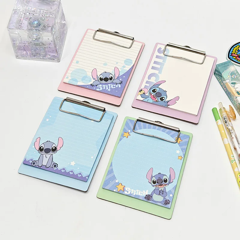 

12pcs/lot Kawaii Disney Stitch Board Clip Memo Cute Portable Note Book Diary Planner Stationery Gift School Supplies