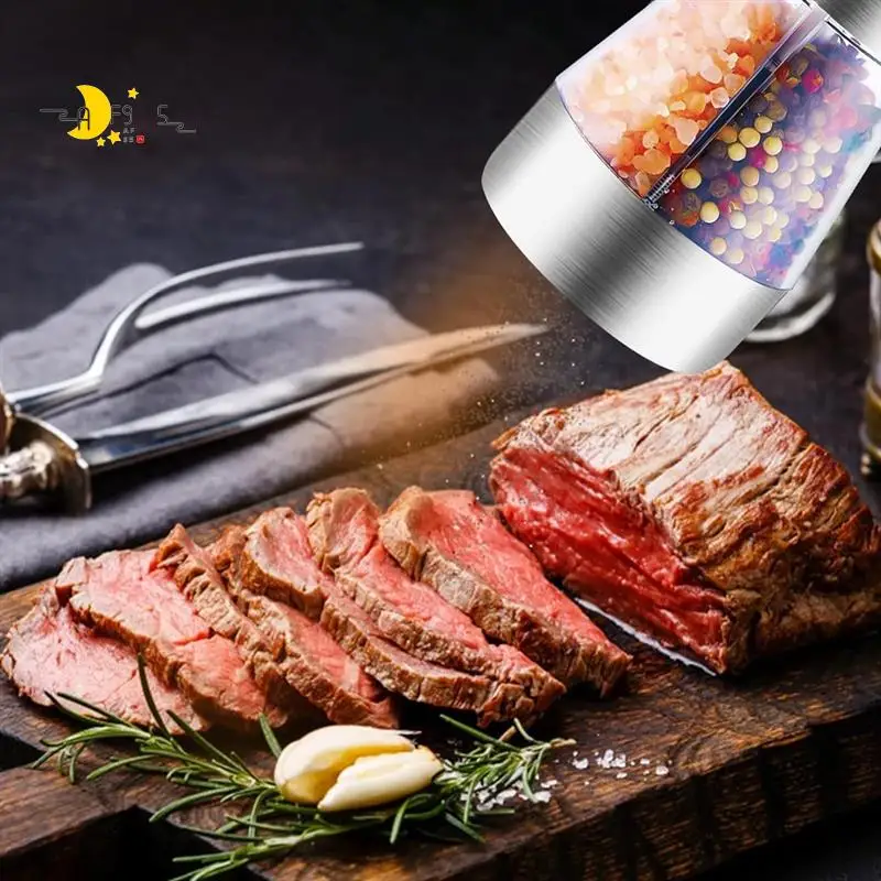 

AF95-Electric Salt And Pepper Grinder Set, Refillable 2 In 1 Electric Salt And Pepper Grinder With Adjustable Coarseness Easy To