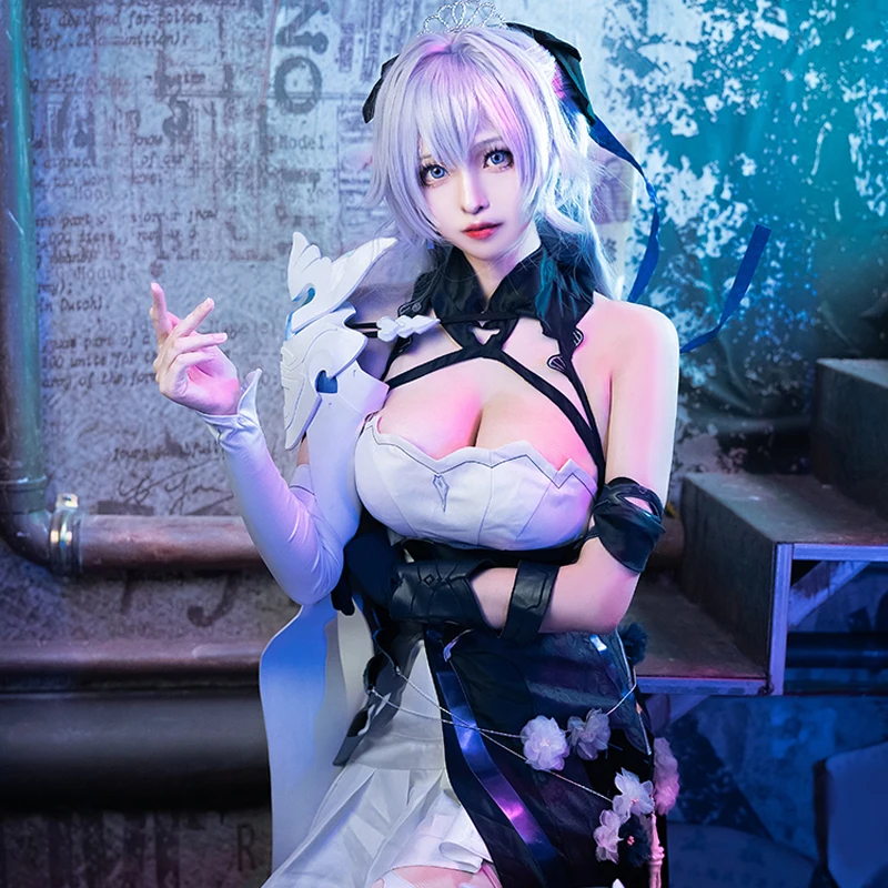 Honkai Impact 3 Cos Bronya Cosplay game Sexy halter dress silver hair SILVERWING Costume Party New Cosplay E