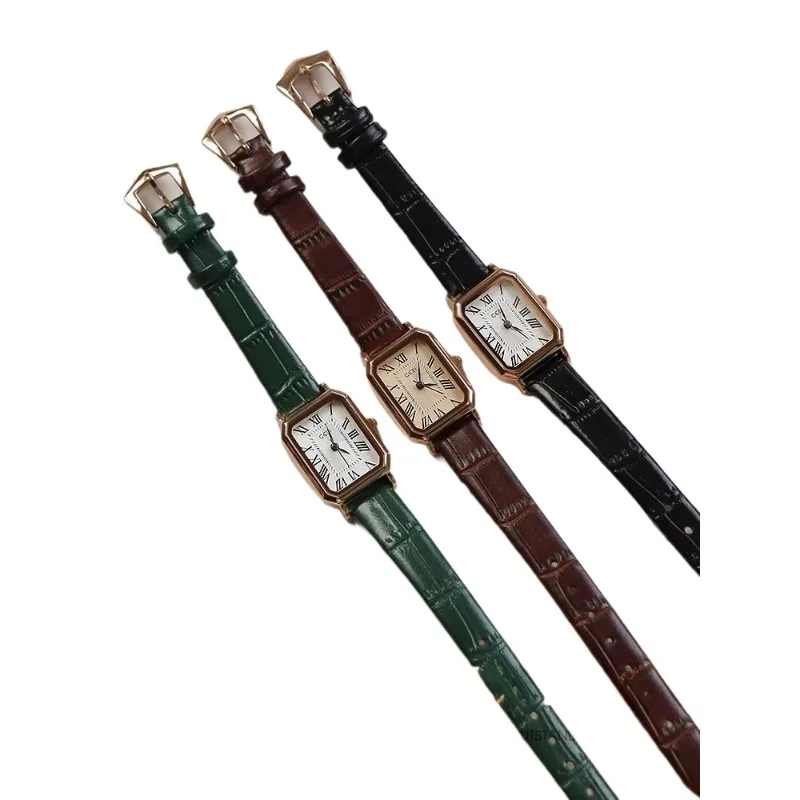 

Women's light luxury retro belt small square table workplace high value advanced sense women watches luxury