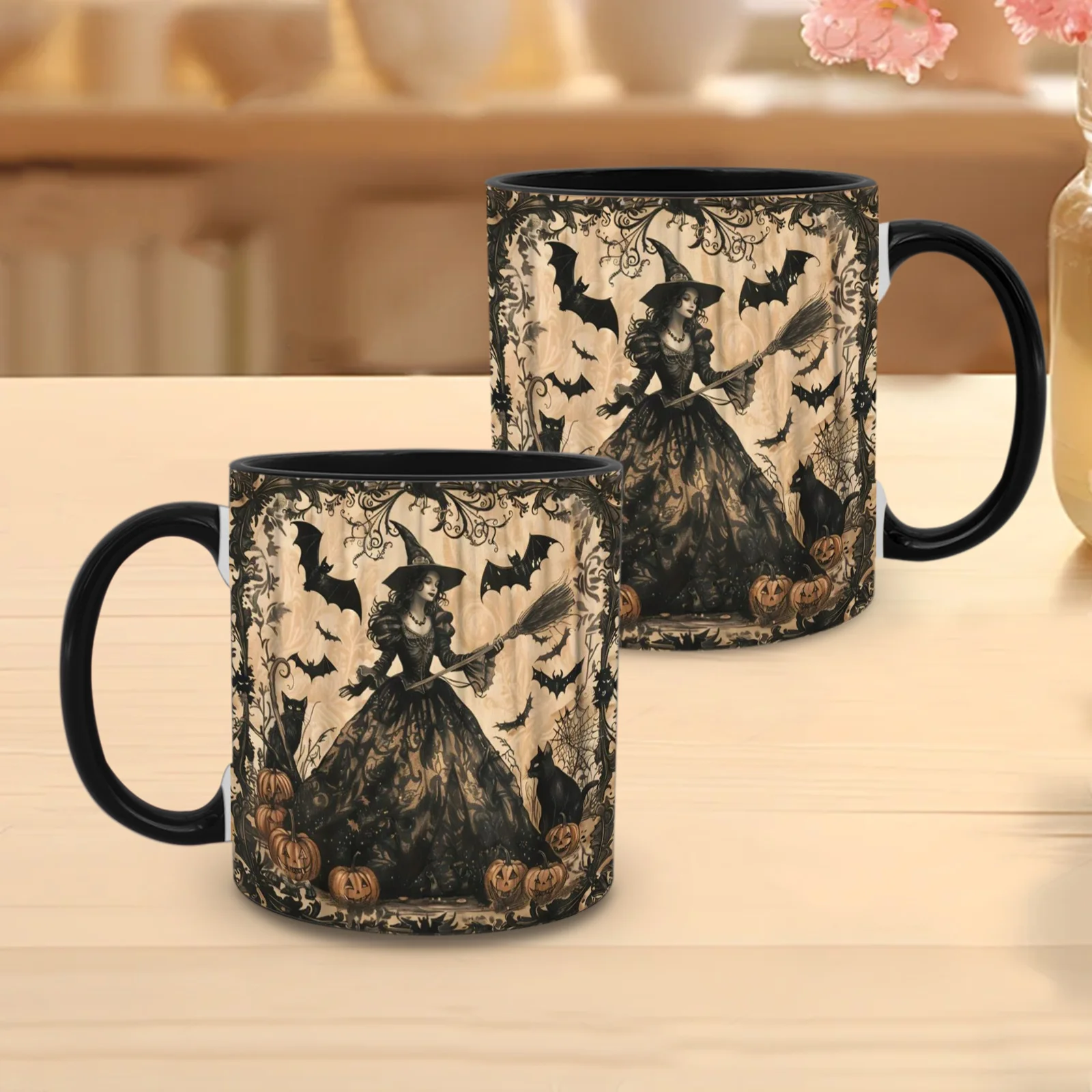 1pc 1pcs 1pc Halloween Witch Mug - Vintage Gothic Ceramic Cup with Witch Design, 11oz Tea Suitable for Home, Office, Party, Tumbler, Gift for &, Multi- for Home or -the- Use