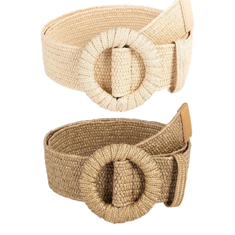 

Women Belt Round Buckle Hand-woven Belt Bohemian-style Belt for Female Dresses