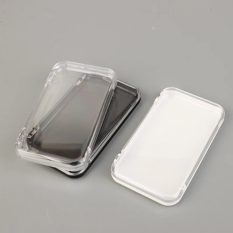 Rechteckige, transparente Kunststoff-Schmuckschatulle, Aufbewahrungsbox für Press-On-Nägel mit Deckel, Display-Organizer für künstliche Nägel, Salon-Organizer-Behälter – Detail 9