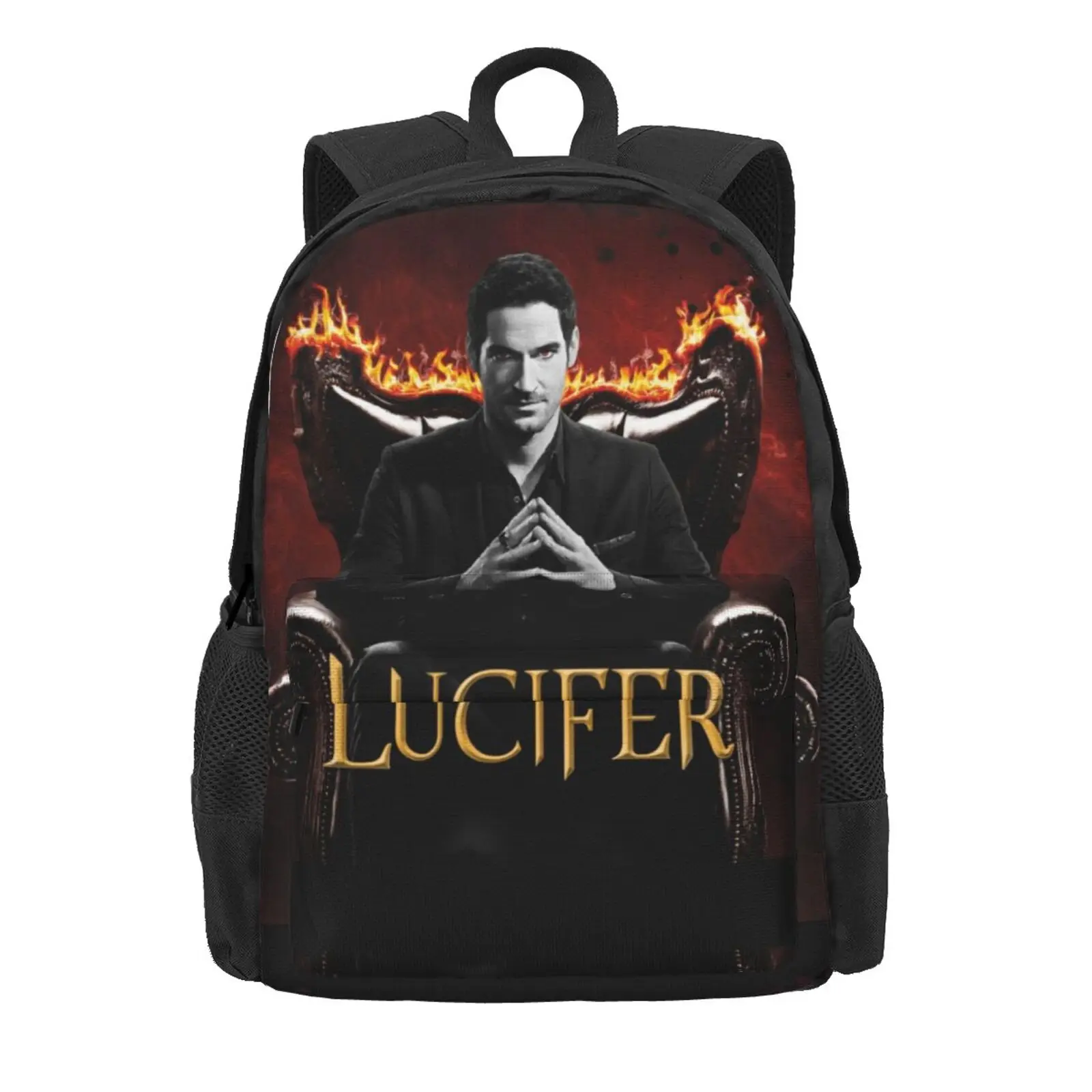 Lucifer Hot Sale Schoolbag Backpack Fashion Bags Tv Series Tom Ellis Lucifer Morningstar Los Angeles Devil Demon Lux Decker Dan