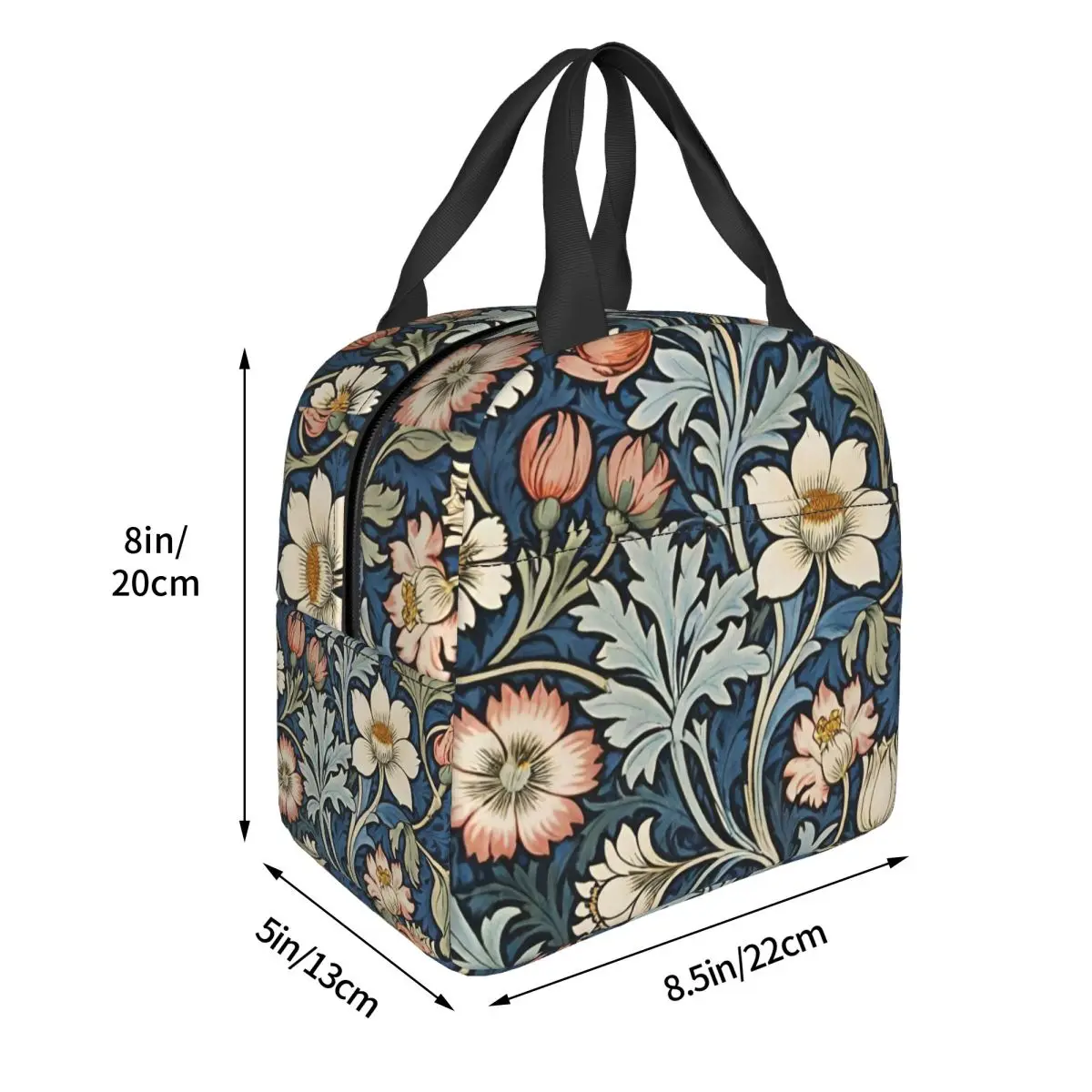 Framed William Morris Botanical Bliss Insulated Lunch Bag for Women Children Leakproof Food Boxes Thermal Lunch Box Tote