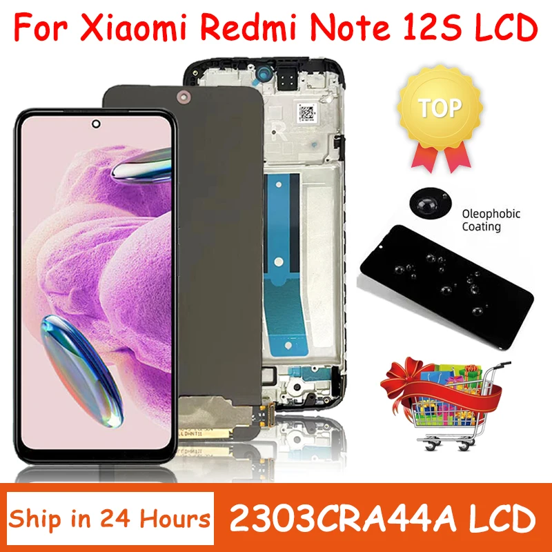 

6.43'' AMOLED for Xiaomi Redmi Note 12S 2303CRA44A Lcd Display Digital Touch Screen with Frame for Redmi Note 12s Replacement