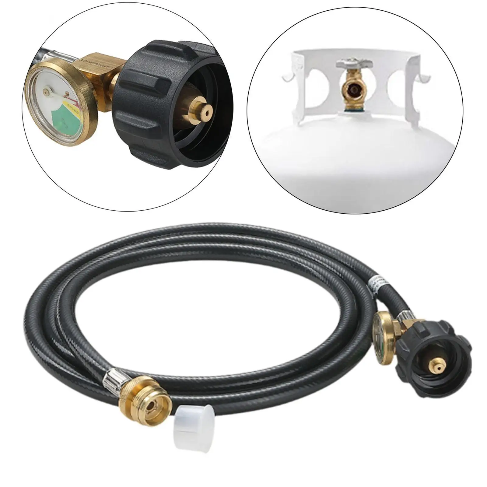 

Propane Hose Extension with Gauge Extensible Leak Detector Replacement for Soldering Barbecue Gas Grill Fire Pit Propane Tank