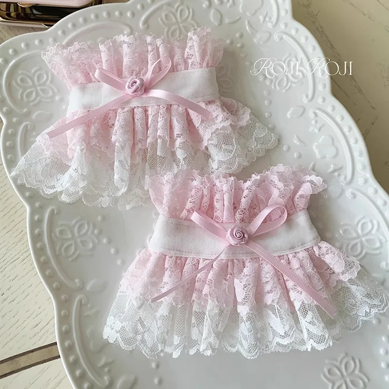 Japanese Lolita Rose Lace Wrist Cuffs Lady Summer Bow Kawaii Hand Sleeve Lolita Lovely Big Lace Sweet Sweater Decoration