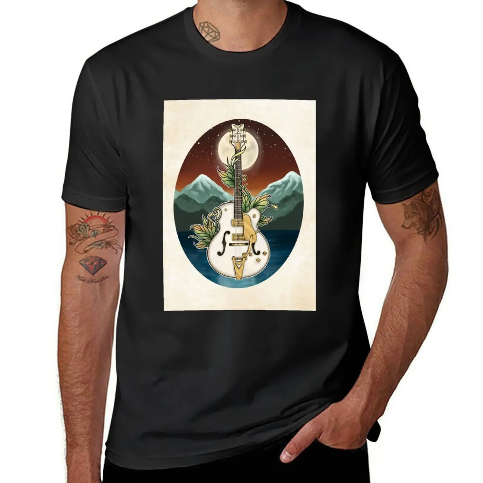 

Guitar in Nature T-Shirt customs design your own hippie clothes t shirts for men cotton