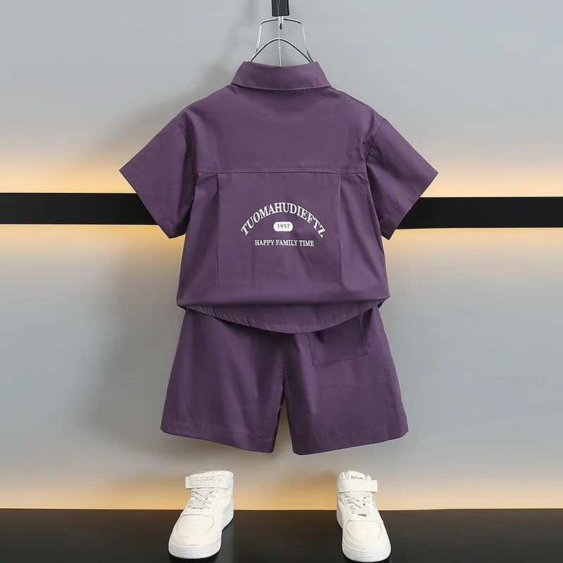 

Boys Summer irt And orts Set ort Sve Faionable Two Piece Suit for Kids Cotton Blend Comfortable Breathable Clothing