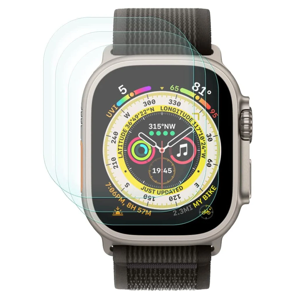 3 Stück Displayschutzfolie aus gehärtetem Glas für Apple Watch Ultra 3 2 1 49 mm 49 mm, Schutzfolie-Schutz, Displayschutz-Zubehör