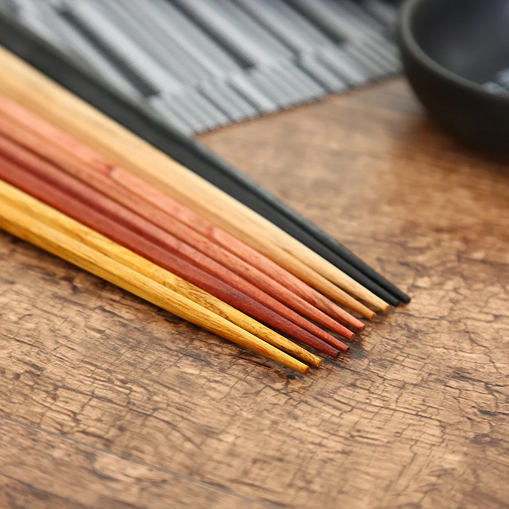 

5 Pairs Wooden Chopsticks Gift Set Premium Quality Reusable Long lasting Elegant Simple Design Japanese Style Family Use
