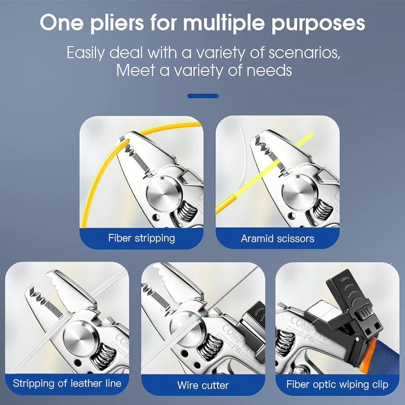 COMPTYCO F6/F7/F9 Fiber Optic Stripper Optical Fiber Cable Wire Stripper FTTH Stainless Steel Multifunctional Stripping Pliers