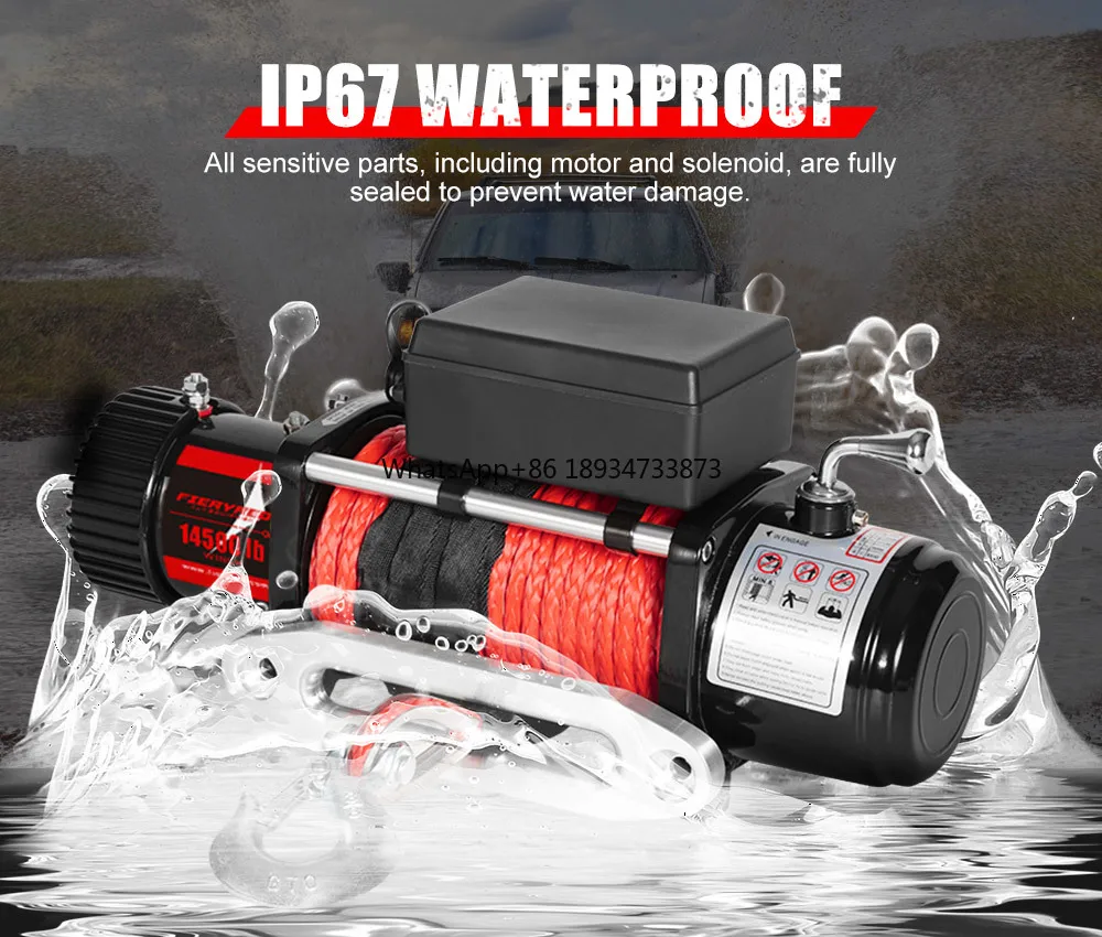 FIERYRED IP67 Waterproof 12V 14500lbs Wireless Control Fast Speed Electric Winches for 4x4 Off Road Recovery