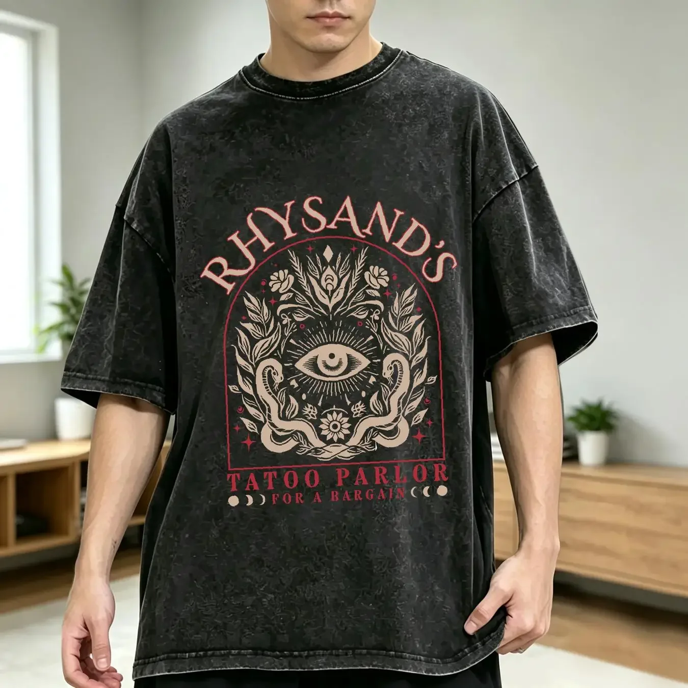 washed T Shirt Rhysand s Tattoo Parlor Feyre And Acotar Velaris The Night Court Novel Series Book Fan LT293 vintage Washed