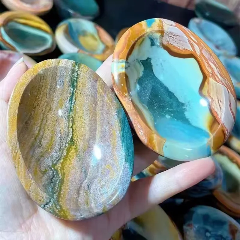 1pc natural decoratives stone-Ocean Jasper Crystal Bowl, unique decoration stone for office