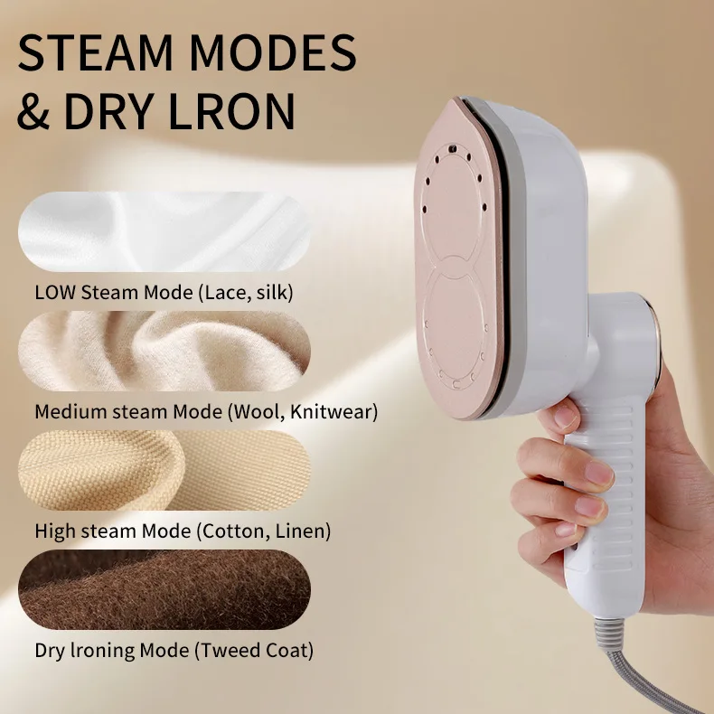Handheld Steam Iron Foldable Garment Steamer 1200W Power Portable 3 Speed Steamer LCD Display Touch Screen Rotary Electric Iron