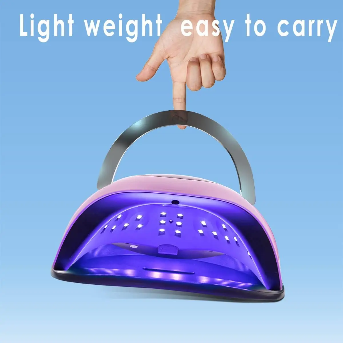 مصباح أظافر LED بالأشعة فوق البنفسجية بقدرة 120 وات معالجة سريعة لطلاء الجل مع 4 مؤقتات تعمل باللمس (وردي)