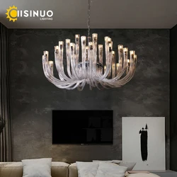 Luxury Design Crystal Glass Chandelier J Tube Style G9 Home Decora Pendant Lamp for Living Room Bedroom Dining Room Indoor Light