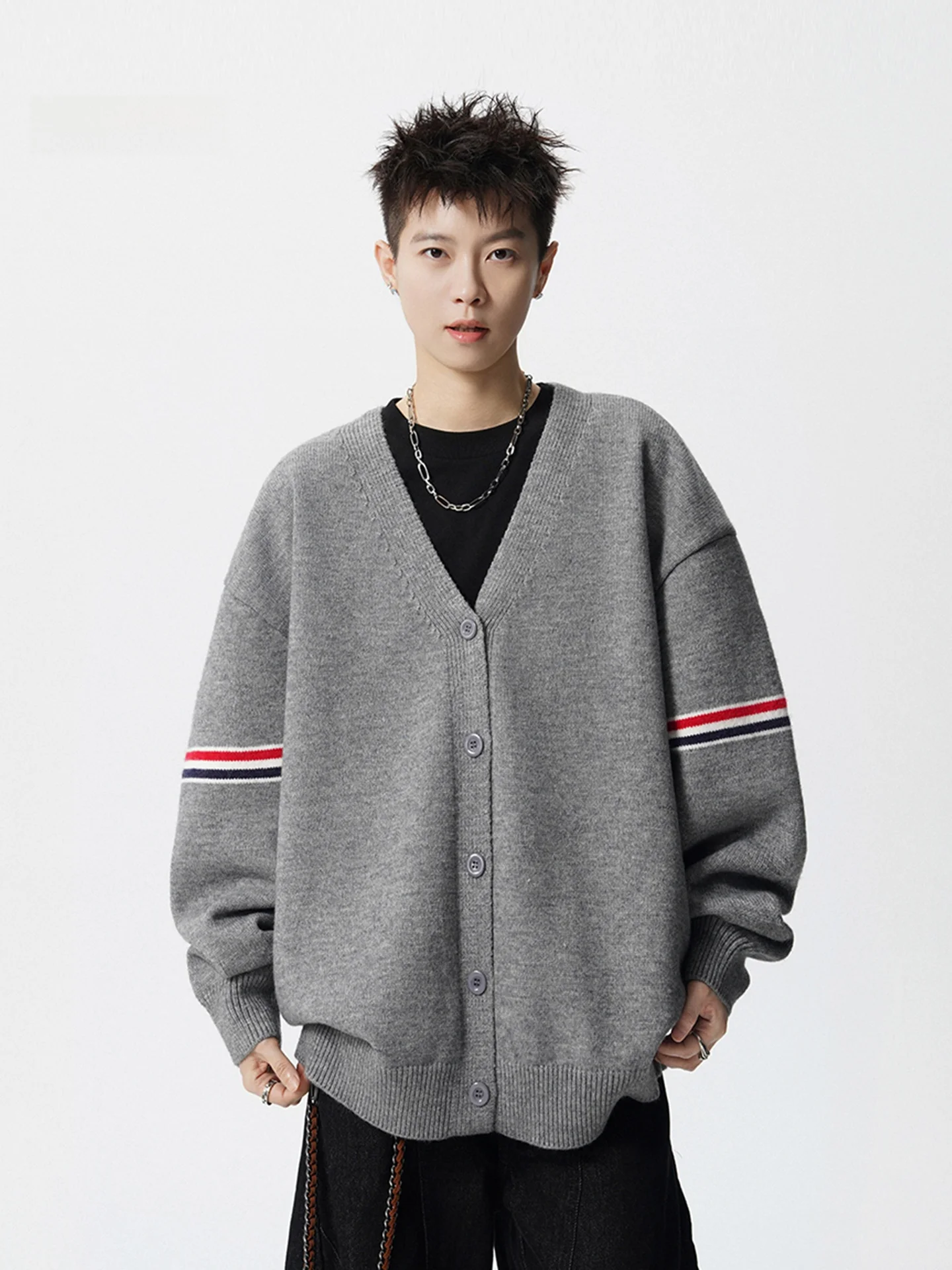 

Мужской вязаный кардиган в американском ретро-стиле, осенне-зимний, утепленный, повседневный, свободный, универсальный, шерстяной свитер-пальто