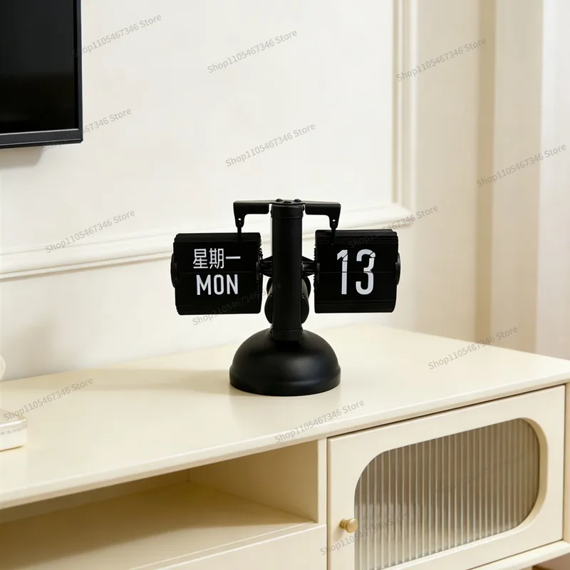 For Creative Living Room Decoration Calendar, Ornaments, Automatic Page Turning, Clock, Pendulum Digital Clock