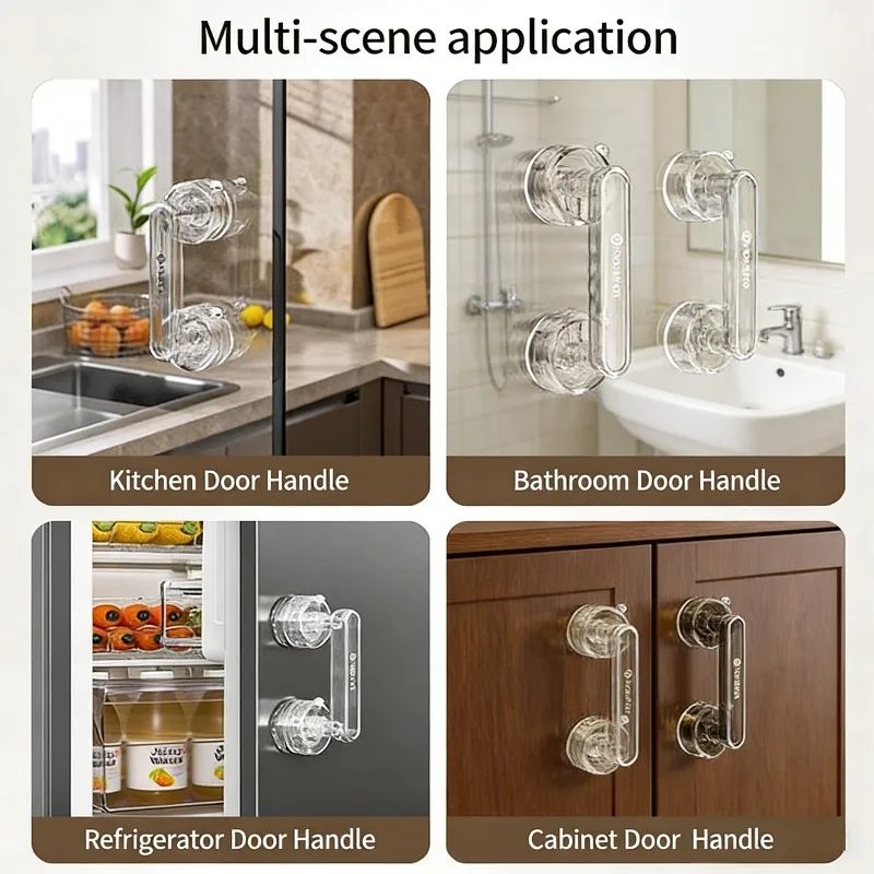 Glass Door Handle Suction Cup Pull Handle Sliding Door No Drilling Bathroom Window Bathroom Door Sliding Handle Cabinet Strong