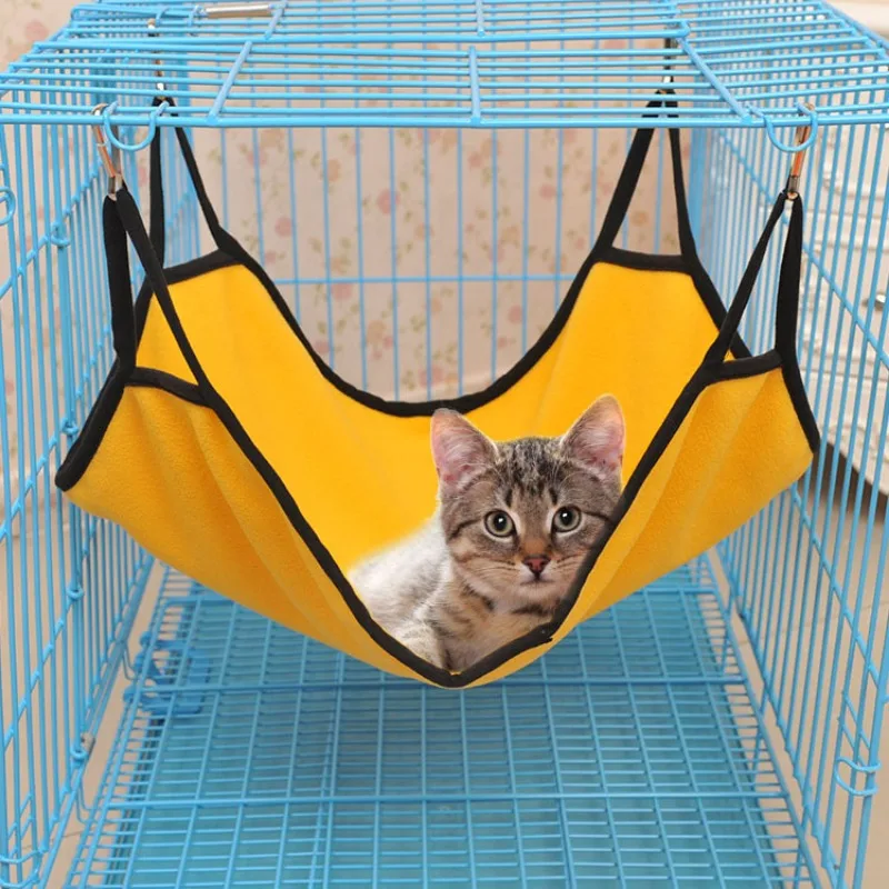 Cat Hammock Bed Adjustable Straps Double Sided Pet Cage Hammock Hanging Bed Resting Sleepy Pad For Kittens Ferrets Puppies