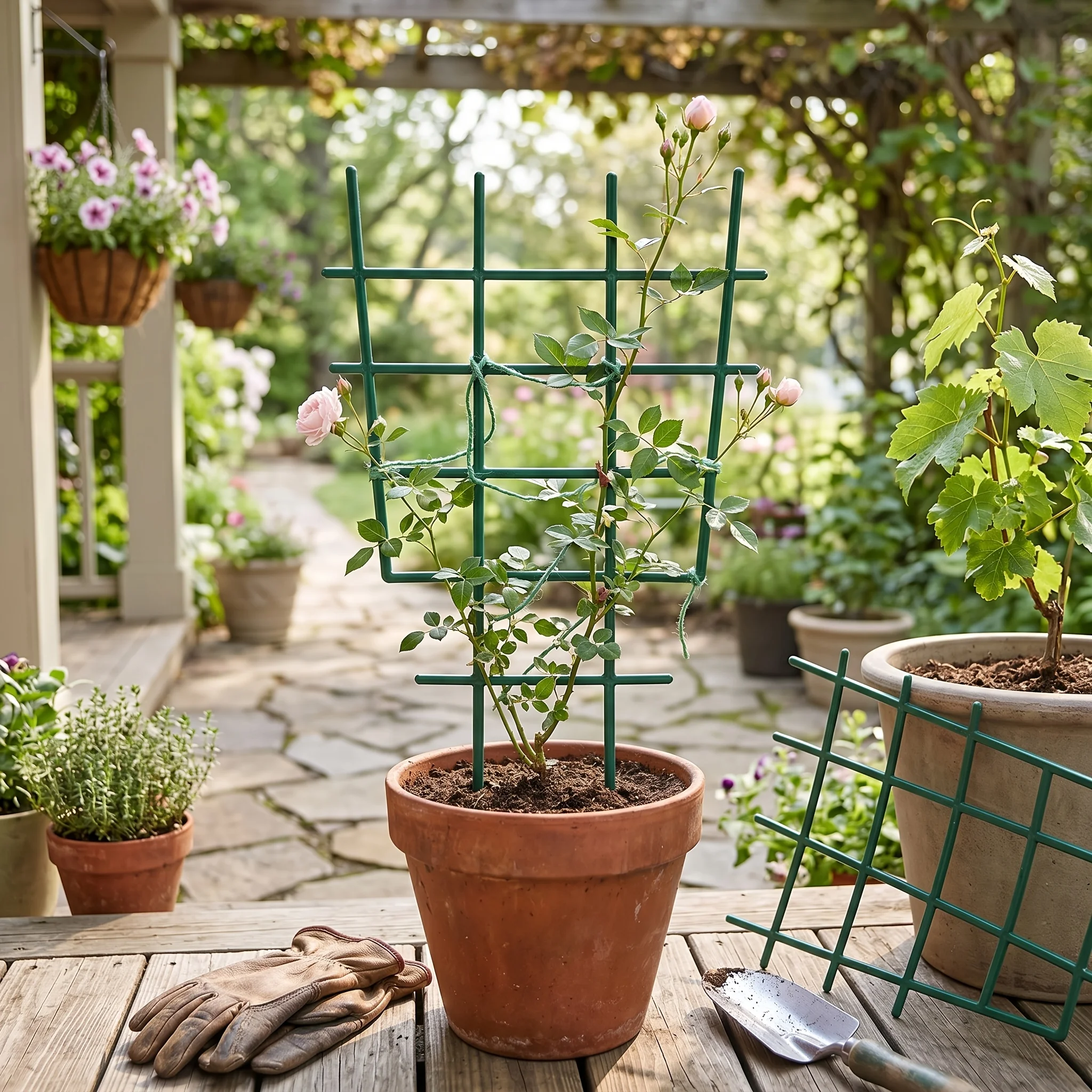 5pcs Plant Climbing Support Rack Stackable Plastic Trellis For Grape Vines Roses Vegetables Beans Outdoor Potted Plant Support