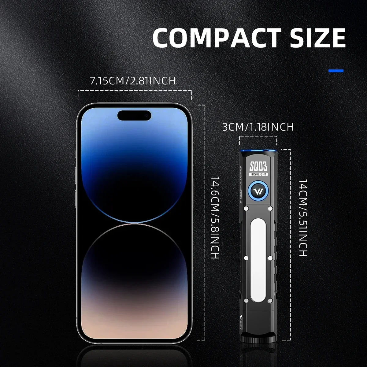 SQ03 Super Bright Aluminum Alloy Flashlight 5500mAh Waterproof Rechargeable LED Magnet Handheld for Outdoor Camping High Lumens