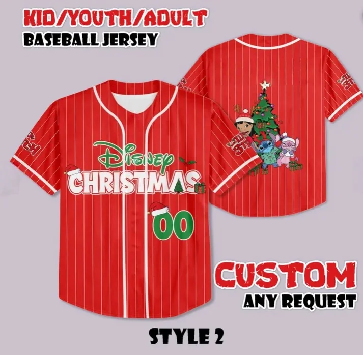 Disney Christmas Collaboration Retro Baseball Jacket Striped for Both Men/Women 3D Printed Breathable Quick-drying Sport T-shirt