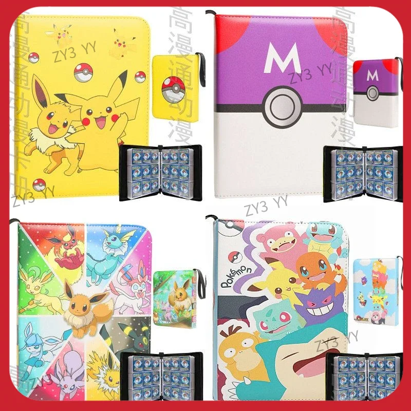 

100% Pokemones Card Collection Album 400pcs Binder Card Album Book Cartoon Pu Zipper Photo Album File Anime Peripheral Toys Gift