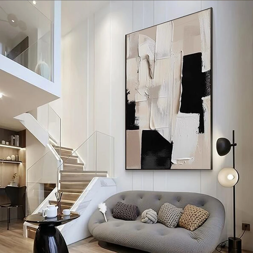 

Hand-Painted Abstract Oil Painting Simple Texture Mural High-End Canvas Poster for Indoor Home Decoration Wall Hanging Picture