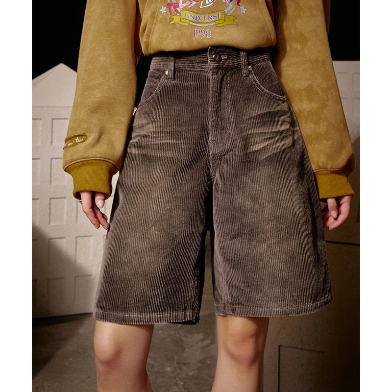 ELFSACK Y2K Vintage Mid-Length Winter Shorts for Women 2025