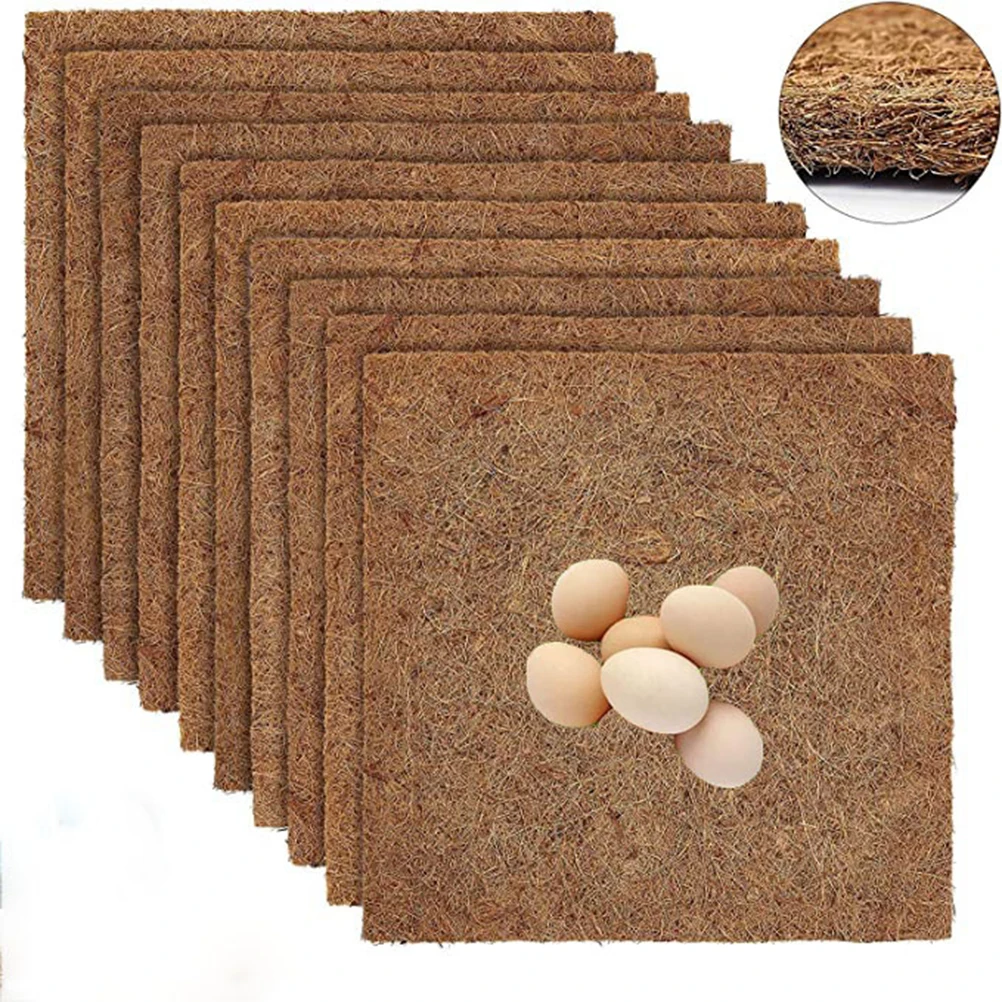 

10PCS Natural Chicken Nest Cushion Washable Bed Coconut Fiber Cushion Chicken Nest Box Cushion 13 "x 13" Reusable