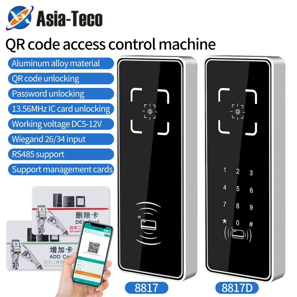 barcode scanner dinamico qr code leitor de cartoes nfc rs485 formato wiegand tcp ip controle de acesso opcional aluminio m1 pdf417 01