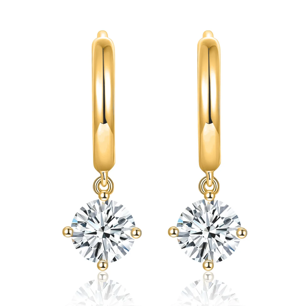 Ewya 0,5 echte Karat 5mm d Farbe Moissan ite Diamant Tropfen Ohrringe Damen s925 versilbert 18 Karat Gelbgold Quaste Ohrring