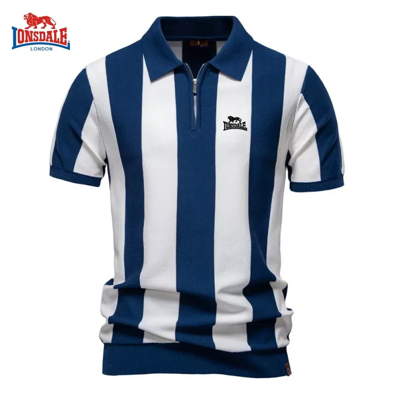 

Летняя мужская высококачественная полосатая рубашка-поло с короткой молнией, новая модная, повседневная, дышащая и универсальная модель.