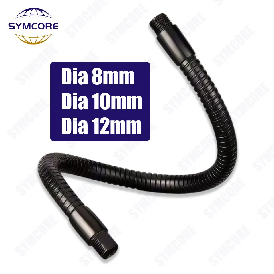 Dia8mm Dia10mm Dia12mm Black Metal Hose Machine Desk Lamp Gooseneck Universal Tube Bendable Bracket Snake Shaped Threaded Tube