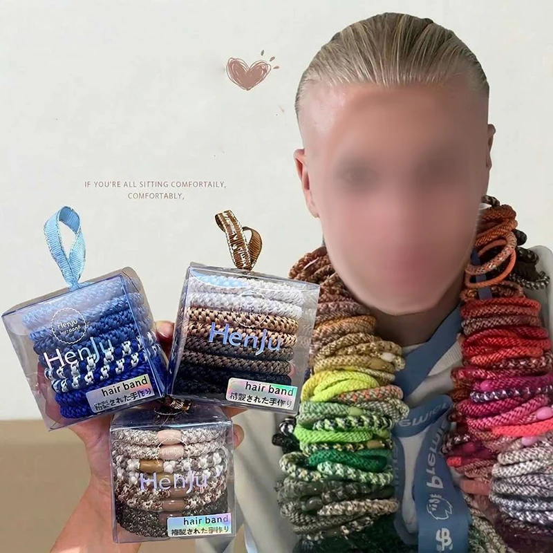 15pcs/set Hair Ties Cans Packaging Braided Twisted Elastic Hair Band Durable High Elasticity Rubber Bands Women Hair Accessories
