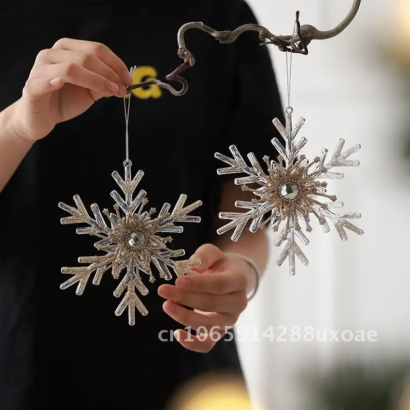 

New transparent acrylic snowflake Christmas tree decorations wreath gift bag pendant arrangement props pendant