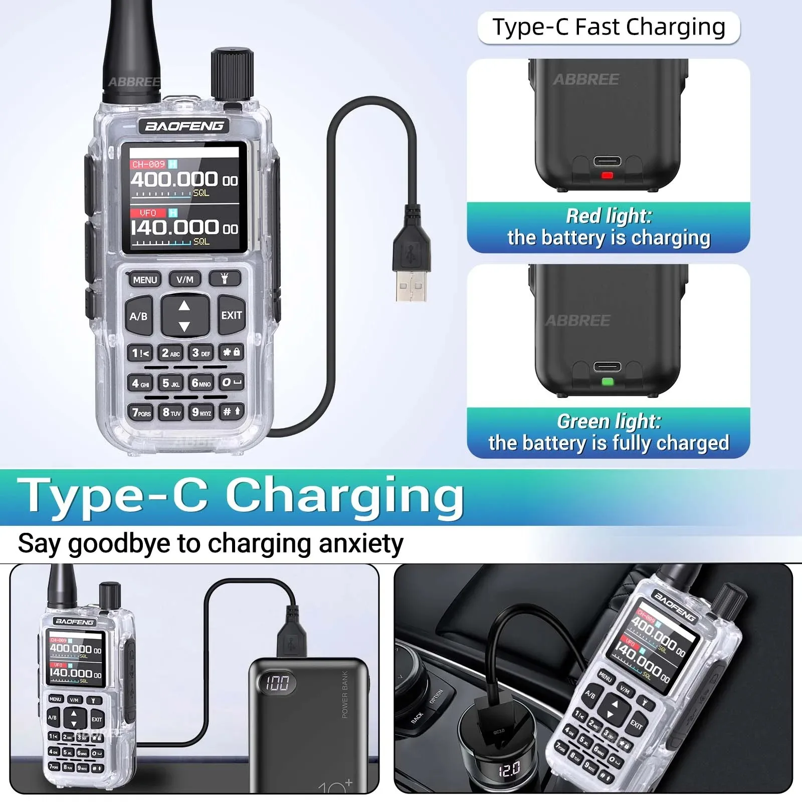 2PCS BAOFENG Mini 5 Dual PTT Walkie Talkie Bluetooth APP Programming AM/FM NOAA TYPE-C Charger Upgrade UV-5R Mini Ham Radio