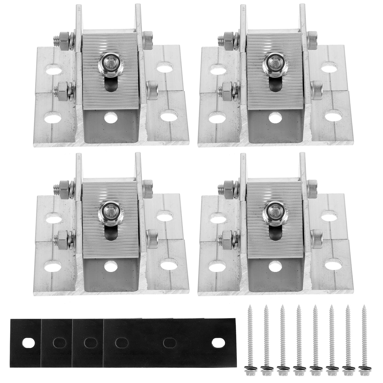 

4 Pcs Solar Panel Brackets Adjustable Aluminum Alloy Mounting Tilt Stand End Clamp Rubber Pads Wood Screws Easy