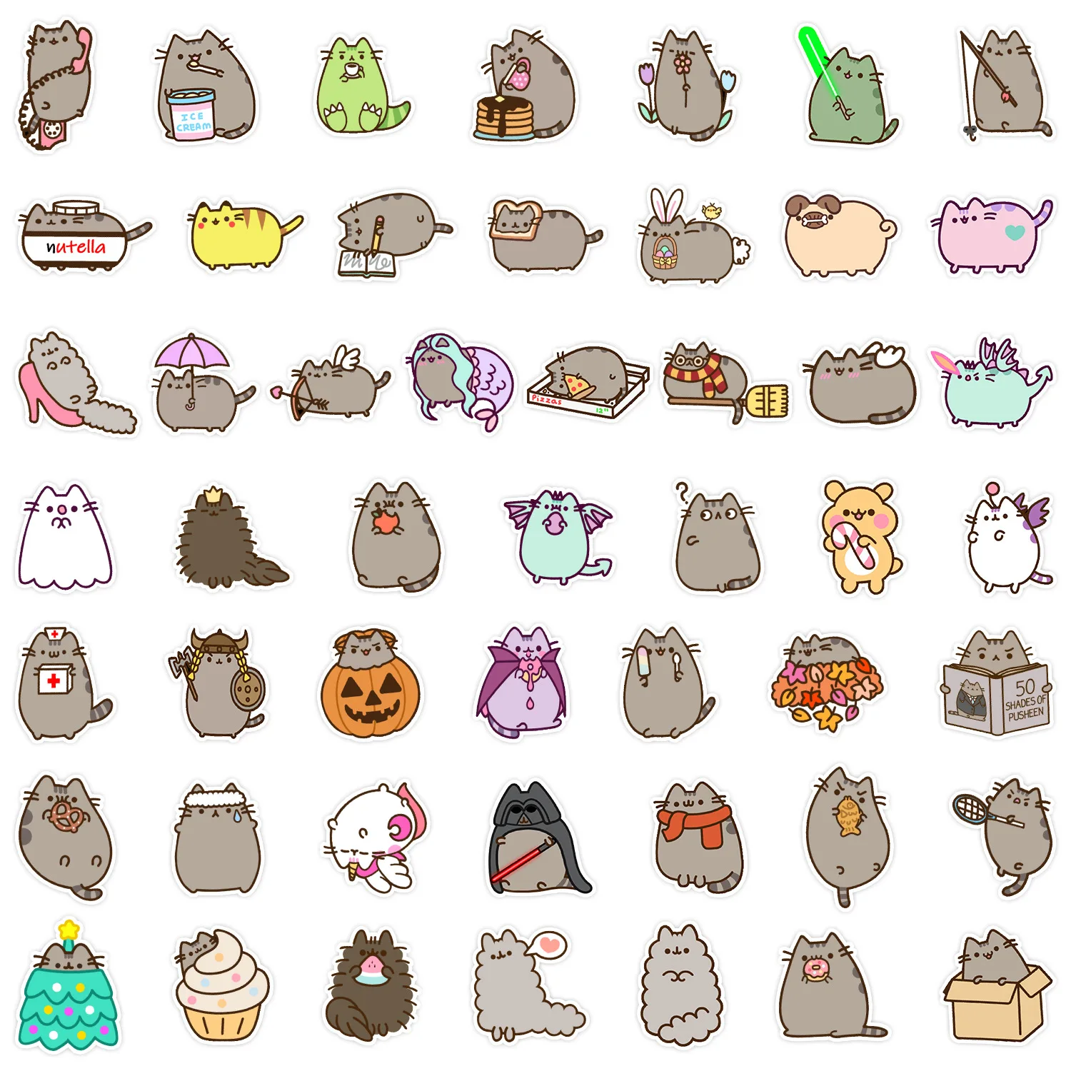 50pcs Pushkin kitten stickers Kawaii pet Chunky Cat Stickers Pack Children Scrapbook  Phone Diary Decorative Sticker Toy