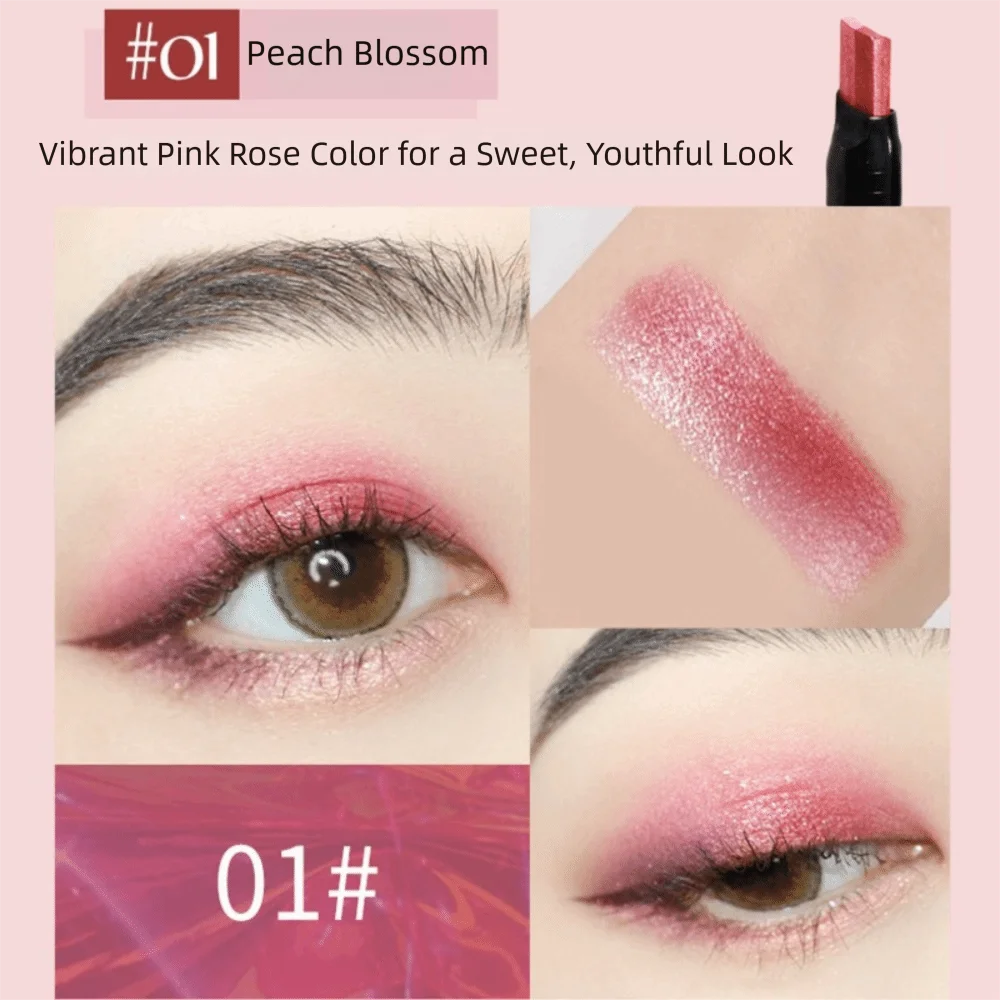 Glitter Finish Eyeshadow Stick Metallic Shimmer Waterproof Formula Double Color Eyeshadow Velvet Texture High Pigment