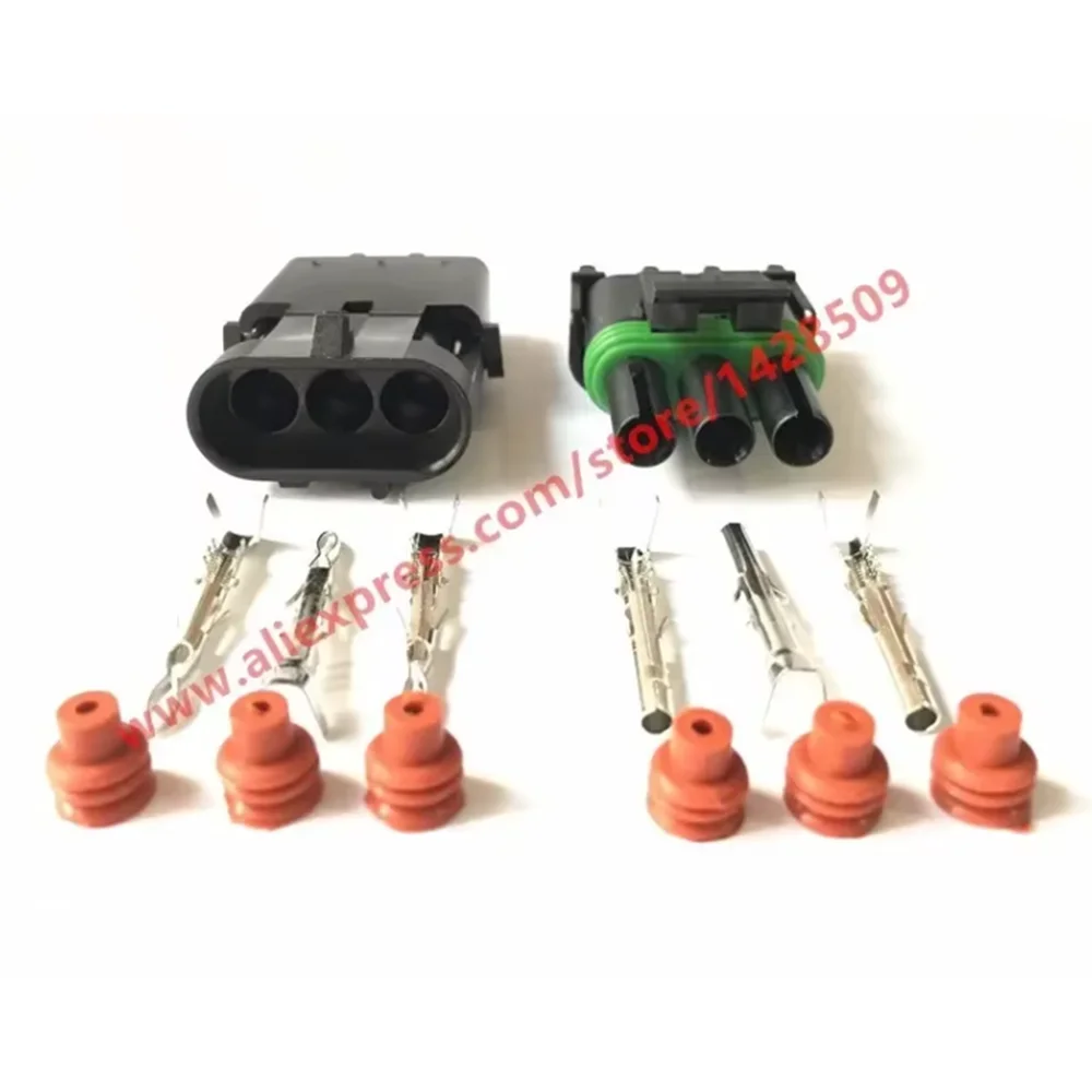 1 Set kit 12020827 12020829 Weather Pack 3 Pin way male female Waterproof injector automotive connector