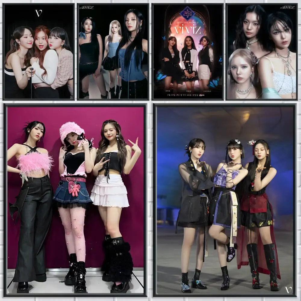 Póster de grupo Pop de V-VIVIZ, pegatinas, pintura Mural, decoración autoadhesiva para dormitorio, sala de estar, hogar, calcomanías de pared HD, regalo